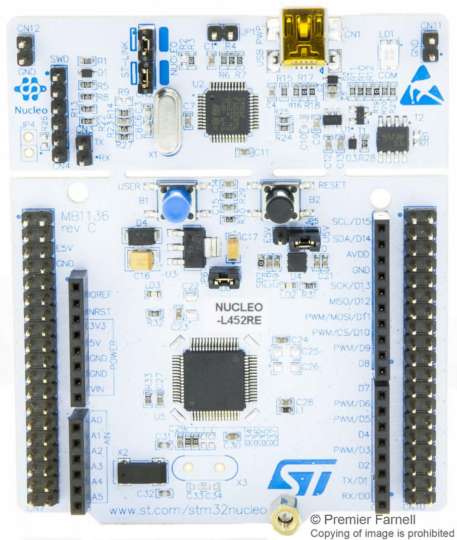 NUCLEO-L452RE DEV BOARD, CORTEX-M4 MCU STMICROELECTRONICS