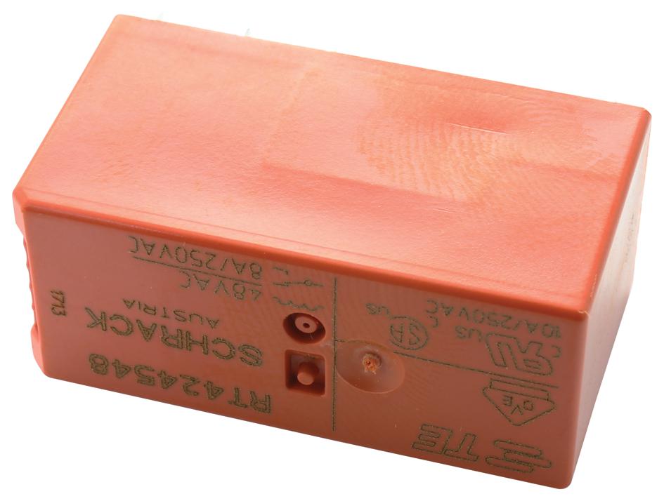 RT424548 POWER RELAY, DPDT, 8A, 250VAC, TH SCHRACK - TE CONNECTIVITY