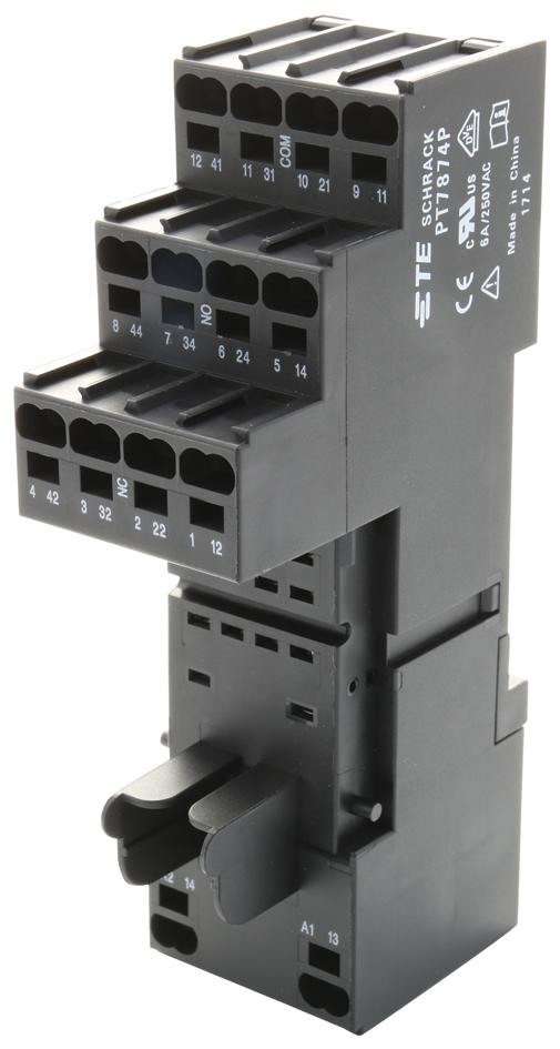 PT7874P SOCKET, 4 POLE, DIN RAIL, SCREW SCHRACK - TE CONNECTIVITY