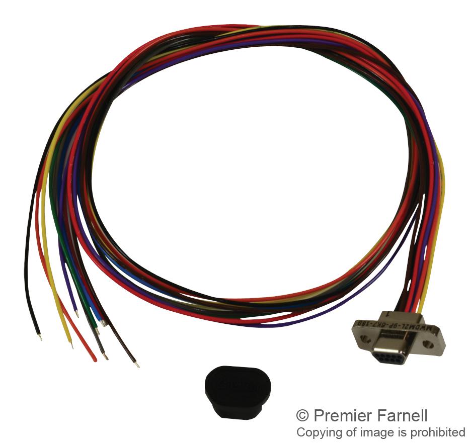 MWDM2L-9P-6E5-18.0B CABLE, 9POS, MICRO D PLUG-FREE END, 18" GLENAIR