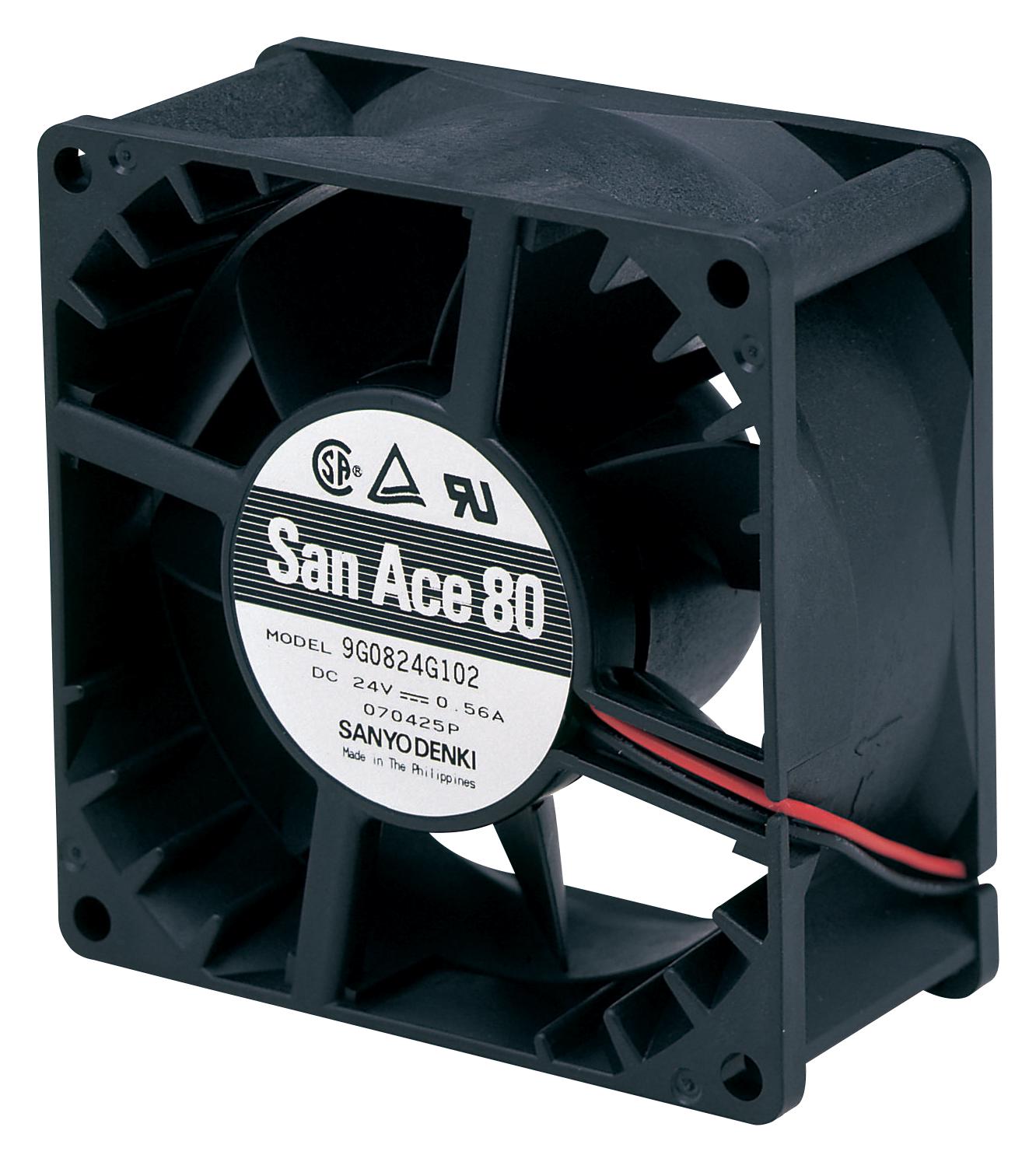 9G0824G101 AXIAL FAN, 80MM, 24VDC, 90CFM, 51DBA SANYO DENKI