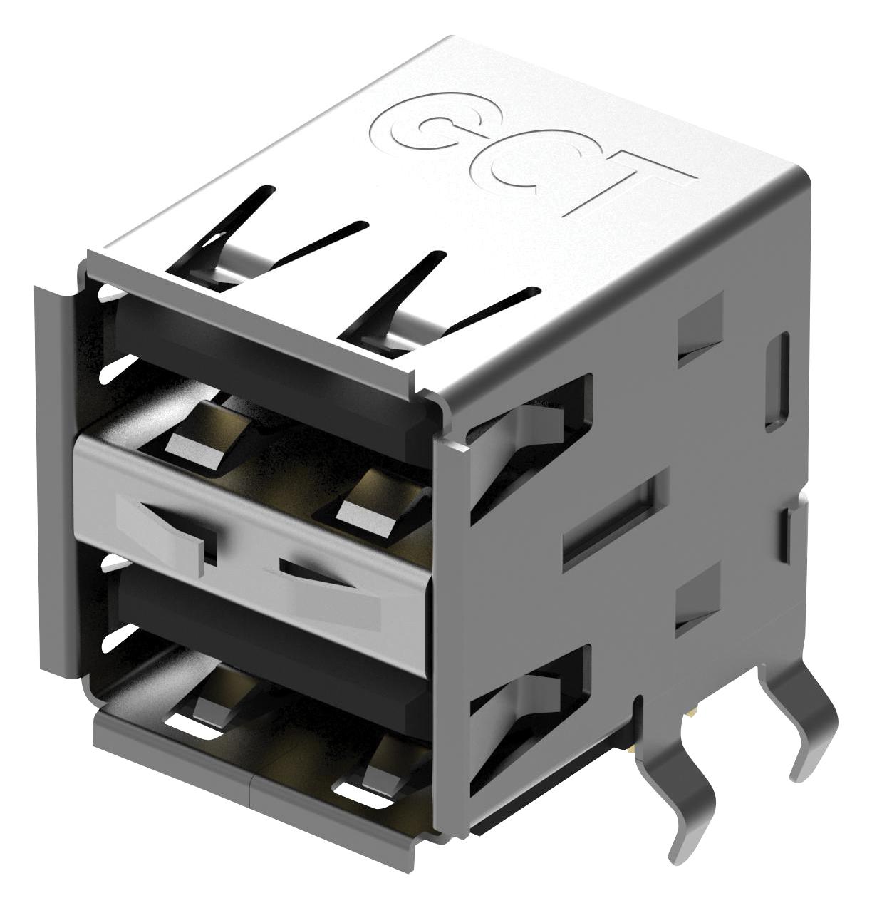 USB1035-GF-P-0-B-B USB CONN, DUAL RCPT, 2.0, 2PORT, 8POS GCT (GLOBAL CONNECTOR TECHNOLOGY)