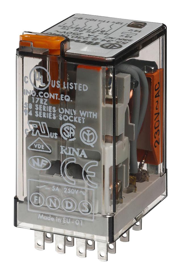 55.34.9.024.0000 RELAY, 4PDT, 24VDC, 7A, SOCKET FINDER