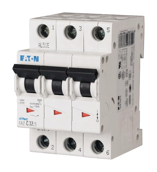 FAZ-B2/3 MINIATURE CIRCUIT BREAKER, 3 POLE, 2A EATON MOELLER
