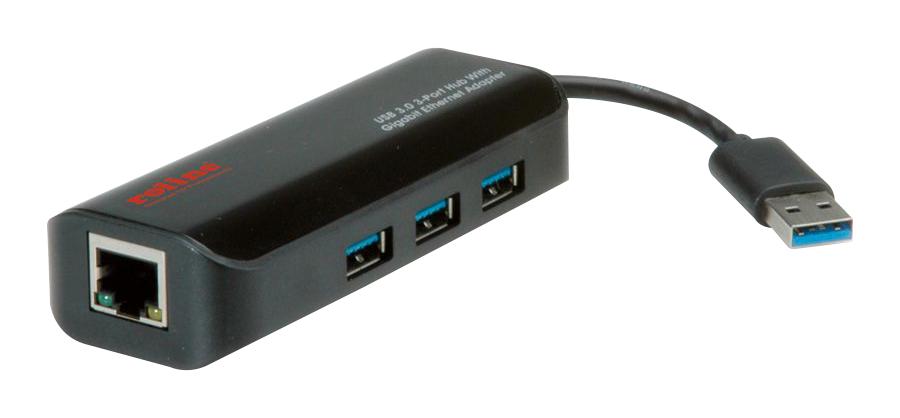 12.02.1107 COMP CABLE, USB 3.0 A-RJ45+USB A X3, BLK ROLINE