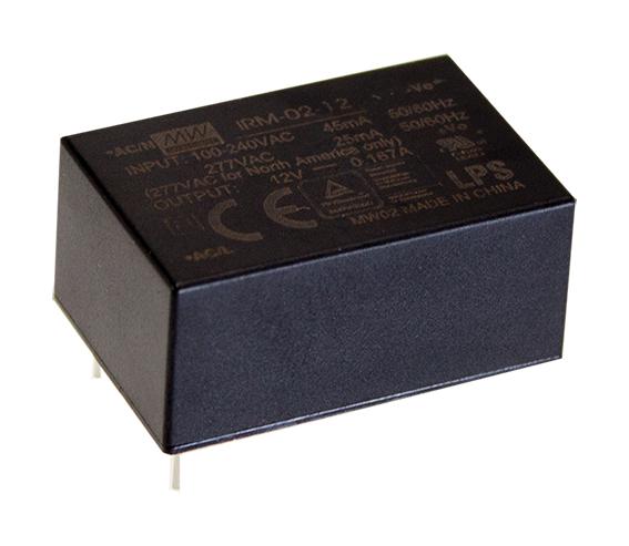IRM-02-15 POWER SUPPLY, AC-DC, 15V, 0.133A MEAN WELL