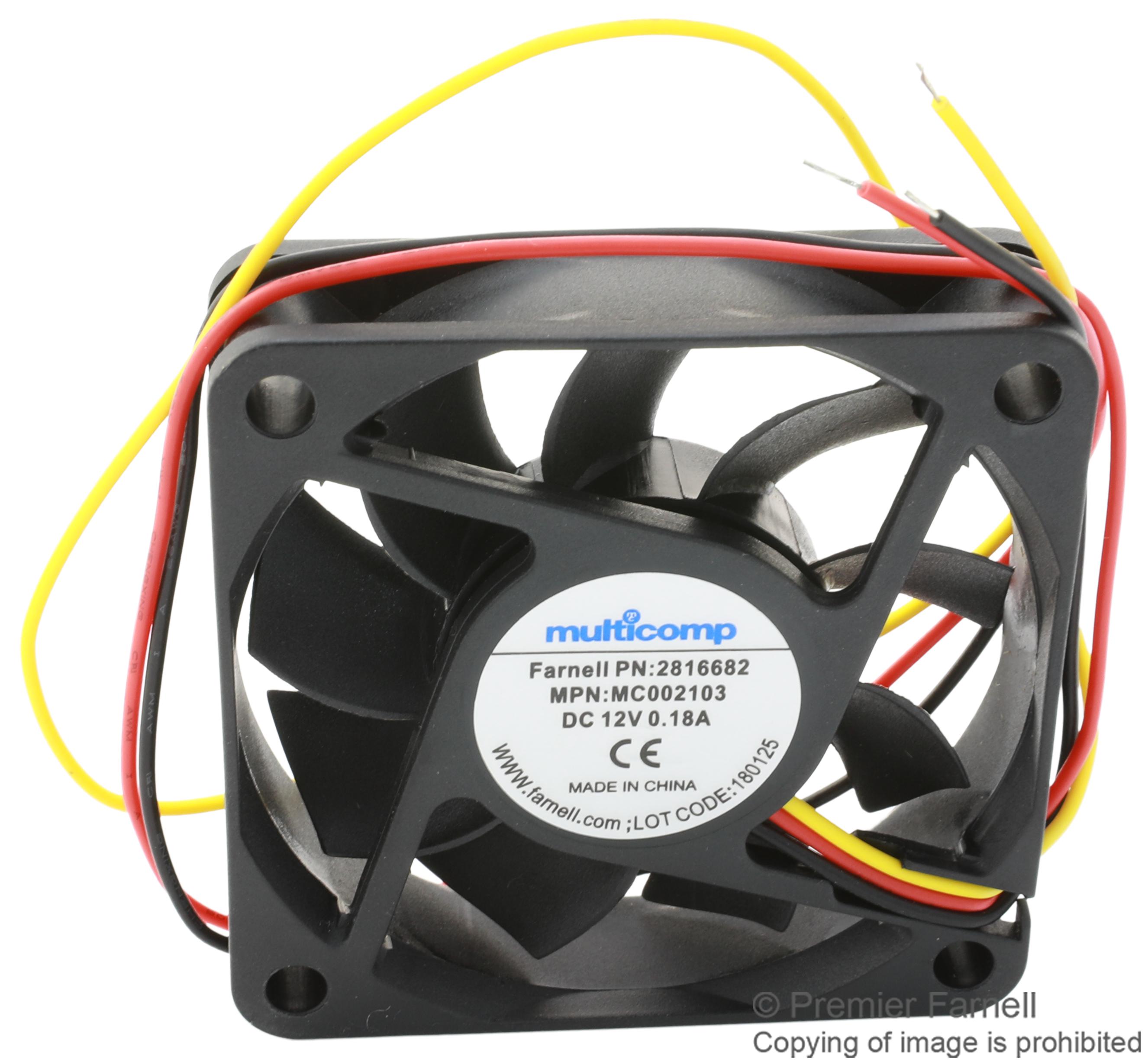 MC002105 AXIAL FAN, 40MM, 12VDC, 9.4CFM, 35.03DBA MULTICOMP PRO