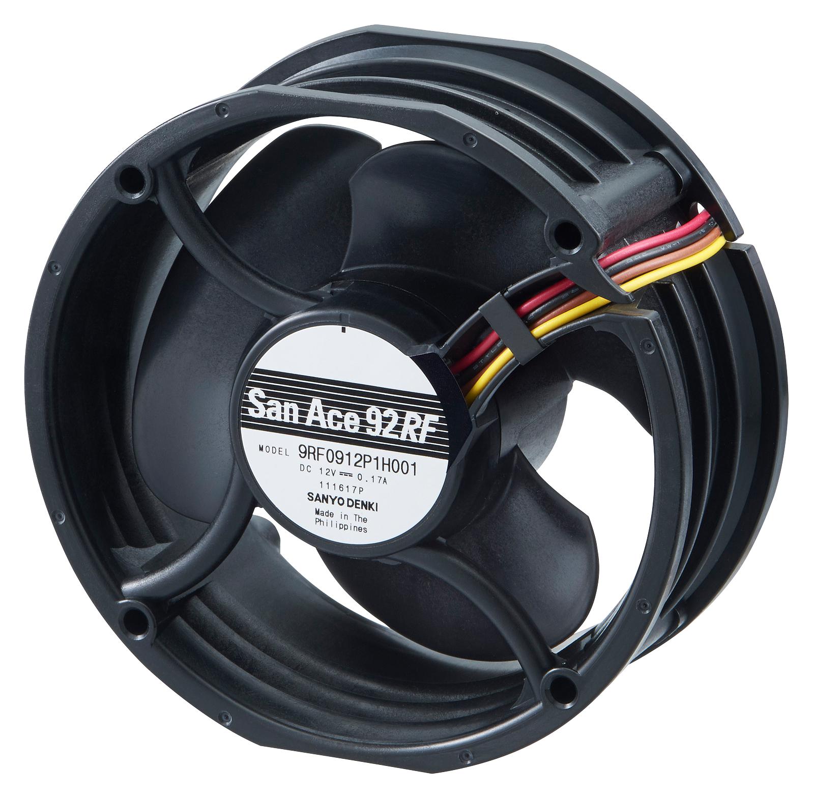 9RF0912P1H001 AXIAL FAN, 92MM, 12VDC, 42.4CFM, 39DBA SANYO DENKI