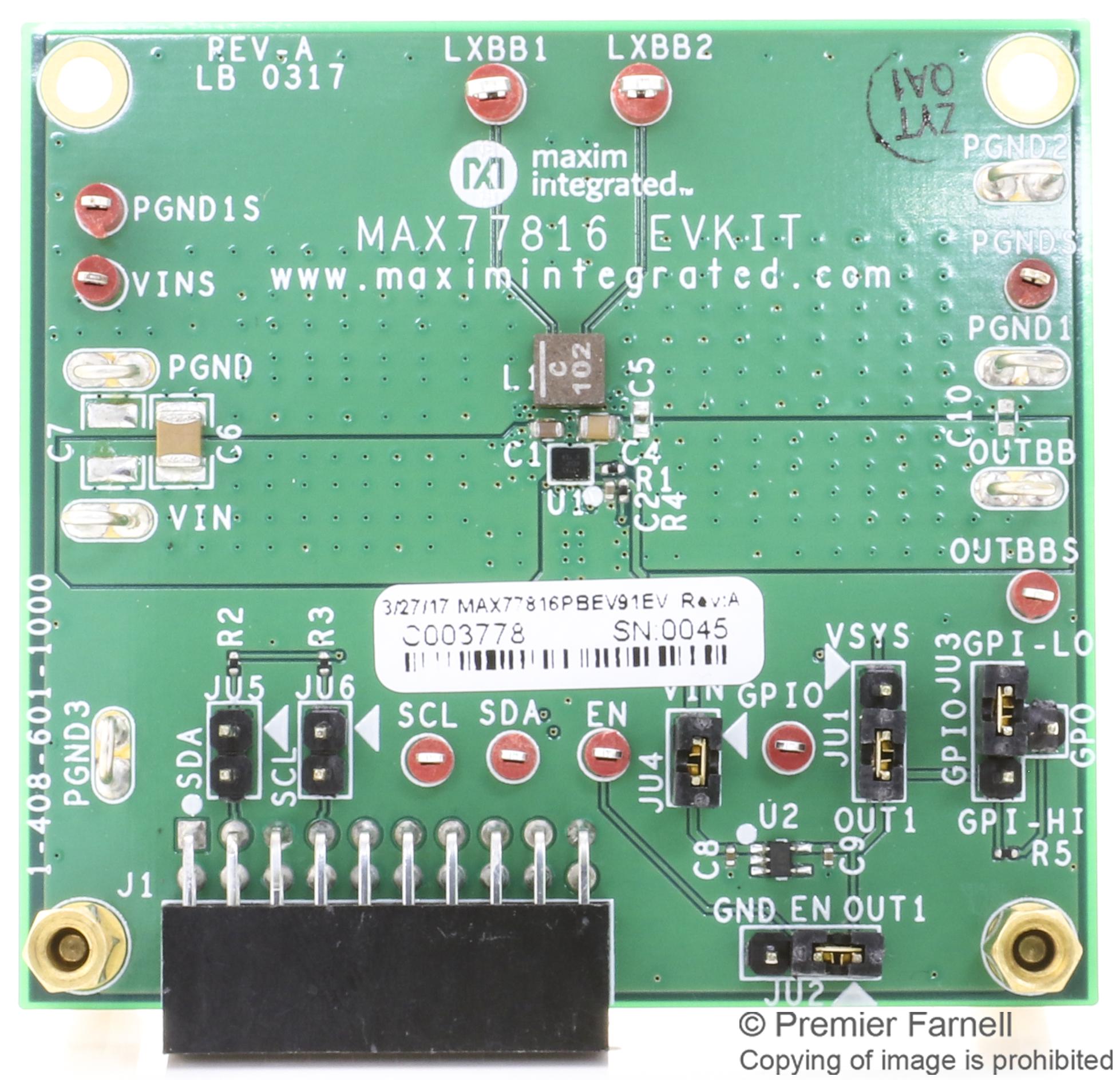 MAX77816EVKIT# EVAL BOARD, BUCK-BOOST REGULATOR MAXIM INTEGRATED / ANALOG DEVICES