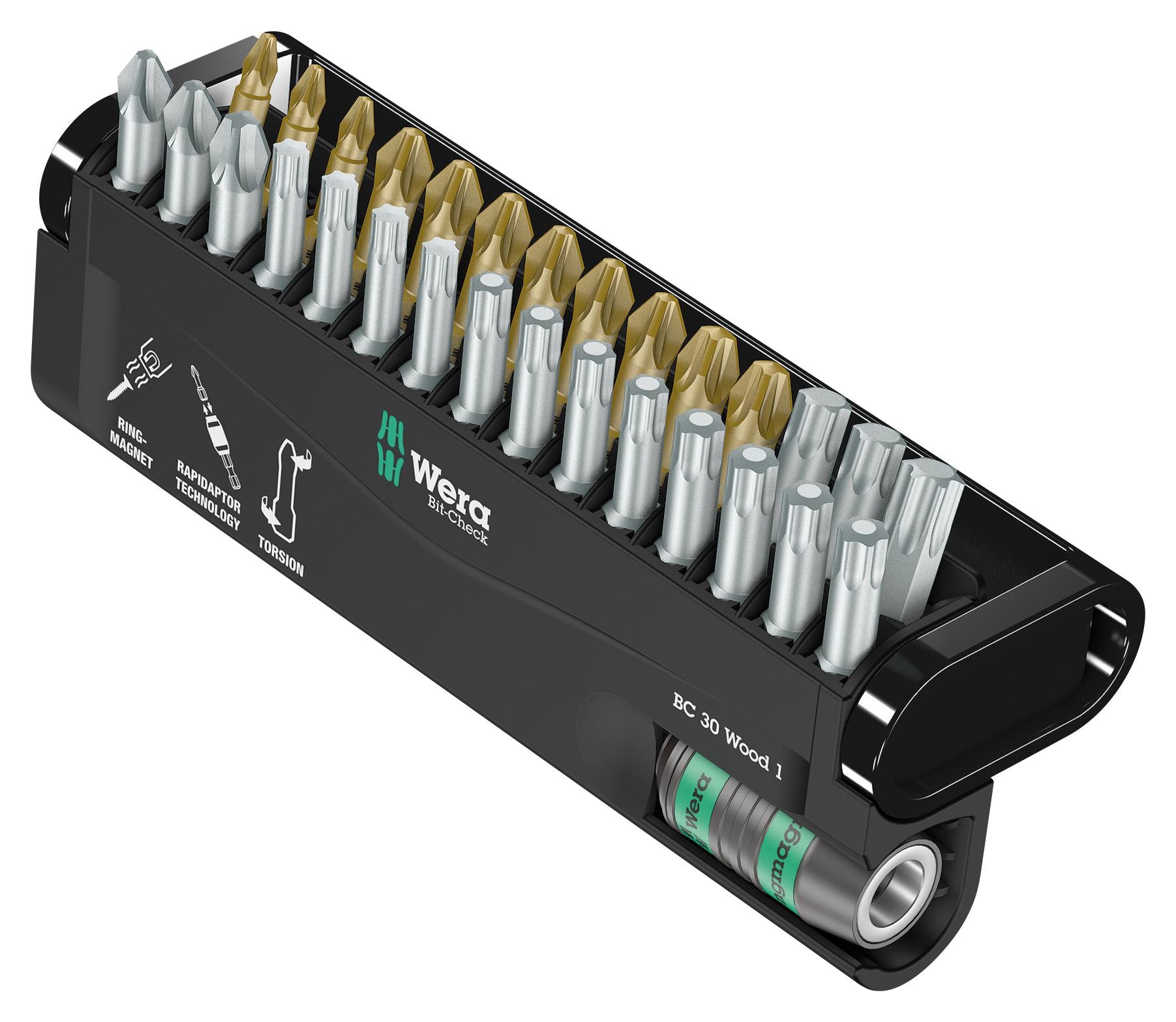 05057433001 BIT-CHECK SET W/UNIVERSAL HOLDER, 31PC WERA