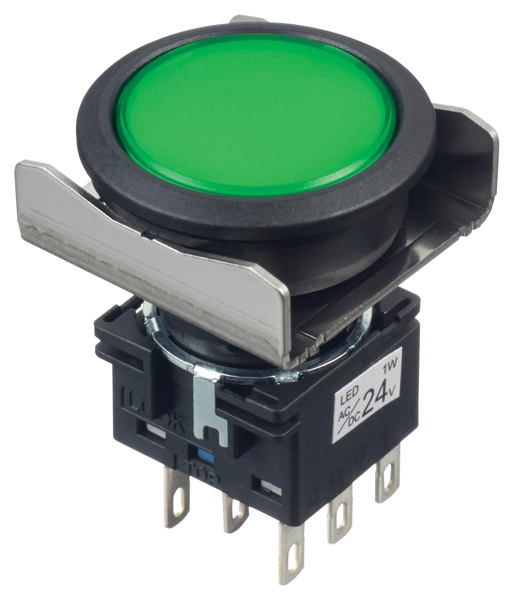 LBW6L-A1T64G PB SWITCH, DPDT, 24VAC/DC, SOLDER, GREEN IDEC