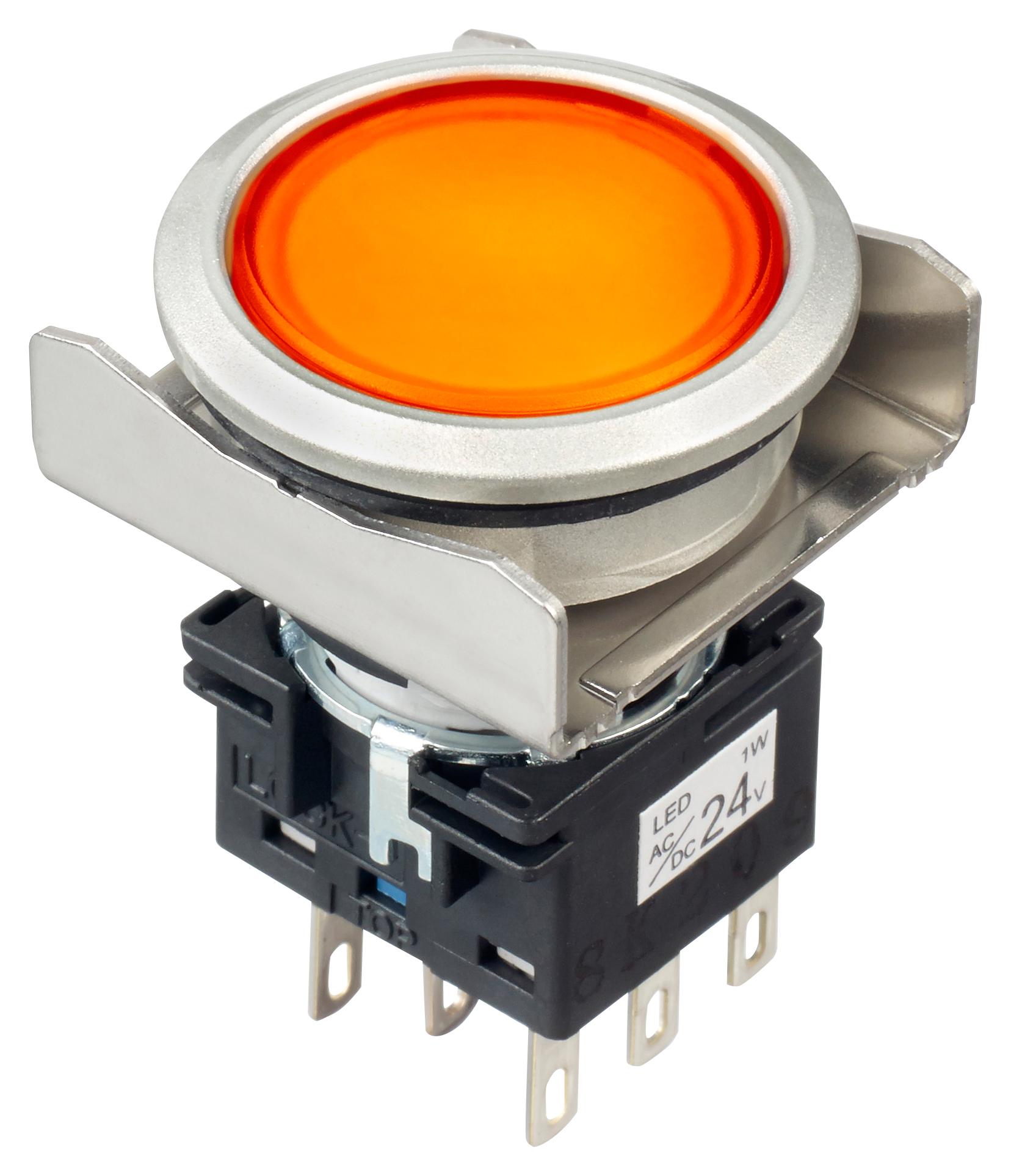 LBW6ML-M1RT64WA PB SW, DPDT, 24VAC/DC, SOLDER, AMBER IDEC