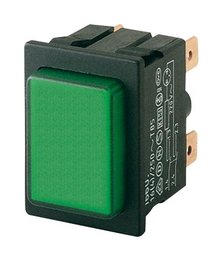 01660.5202-00 PB SWITCH, ILLUM, DPST, 16A, 250V, GREEN MARQUARDT
