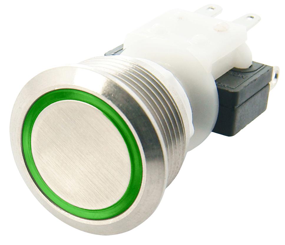 H48M-212G/4044 PB SW, ILLUM, SPDT-DB, 10A, 250VAC, GRN ITW SWITCHES