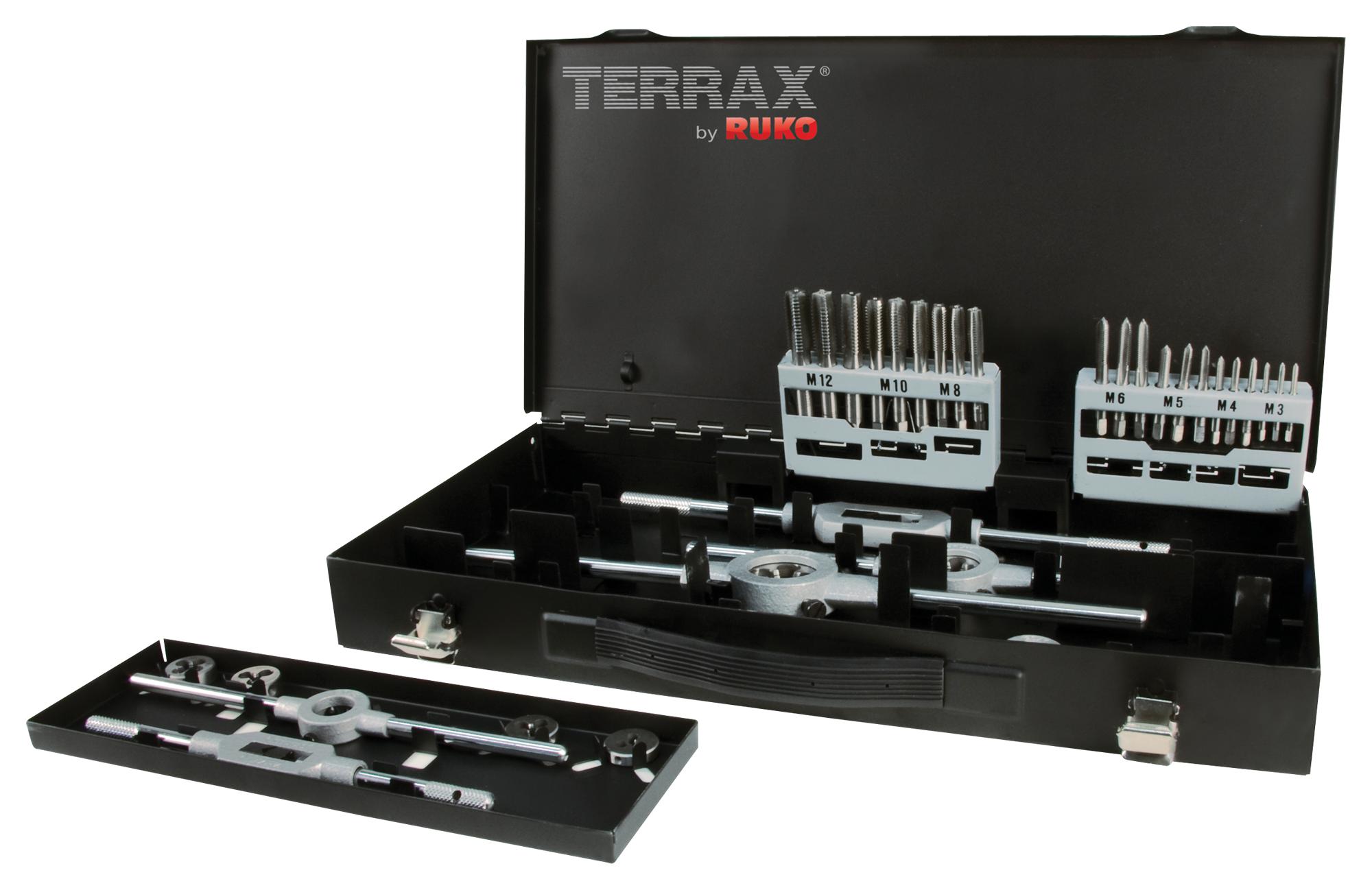 A245020 THREAD CUTTING SET, 37PCS, STEEL CASE RUKO