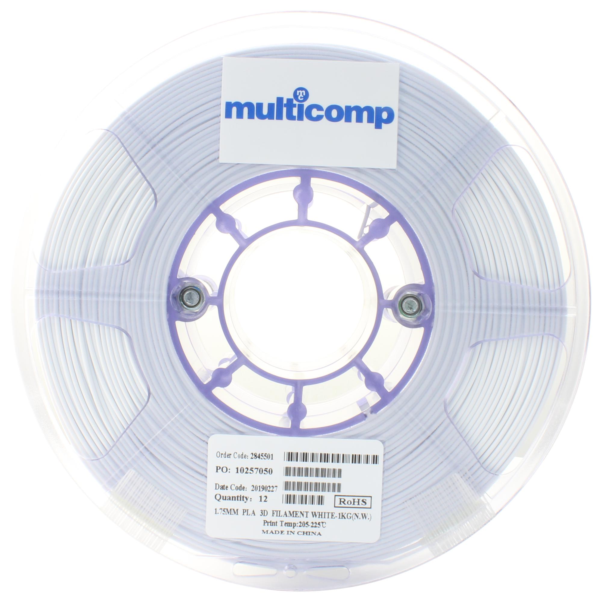 MC002554 3D PRINTER FILAMENT, PLA, 1.75MM, WHITE MULTICOMP