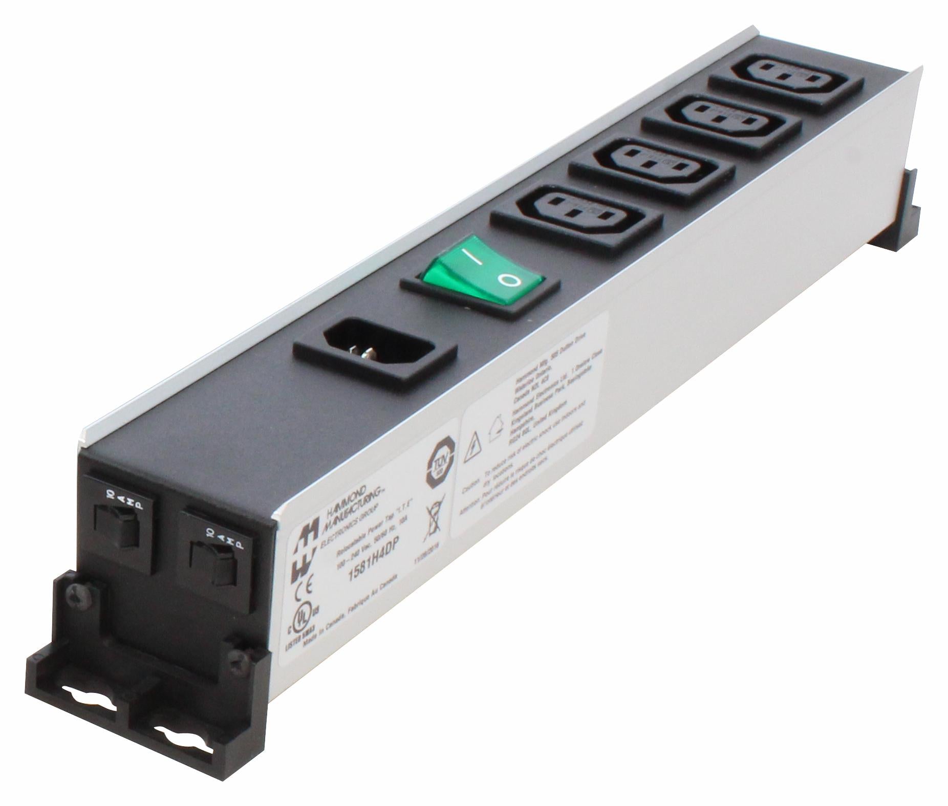 1581H4DP POWER BLOCK, 4 OUTLET, 10A, 240VAC HAMMOND