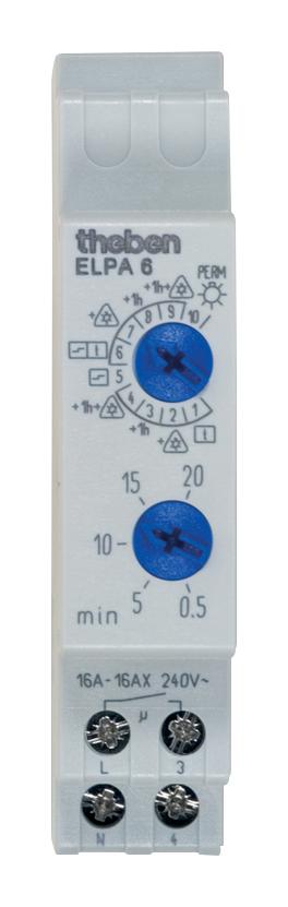 ELPA6 TIME SW, RELAY, SPST-NO, 16A, 0.5-20MIN THEBEN