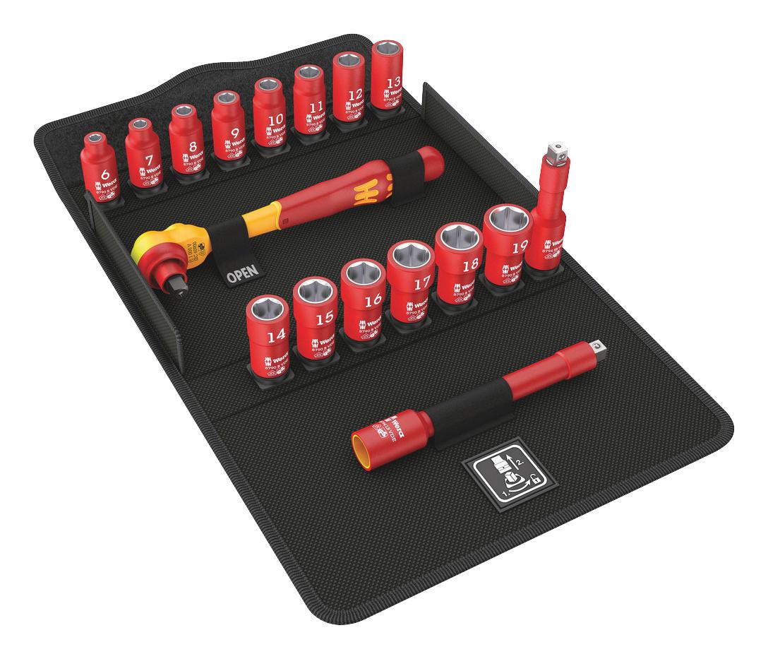 8100 SB VDE 1 RATCHET SET W/SWITCH LEVER, 3/4", 17PCS WERA