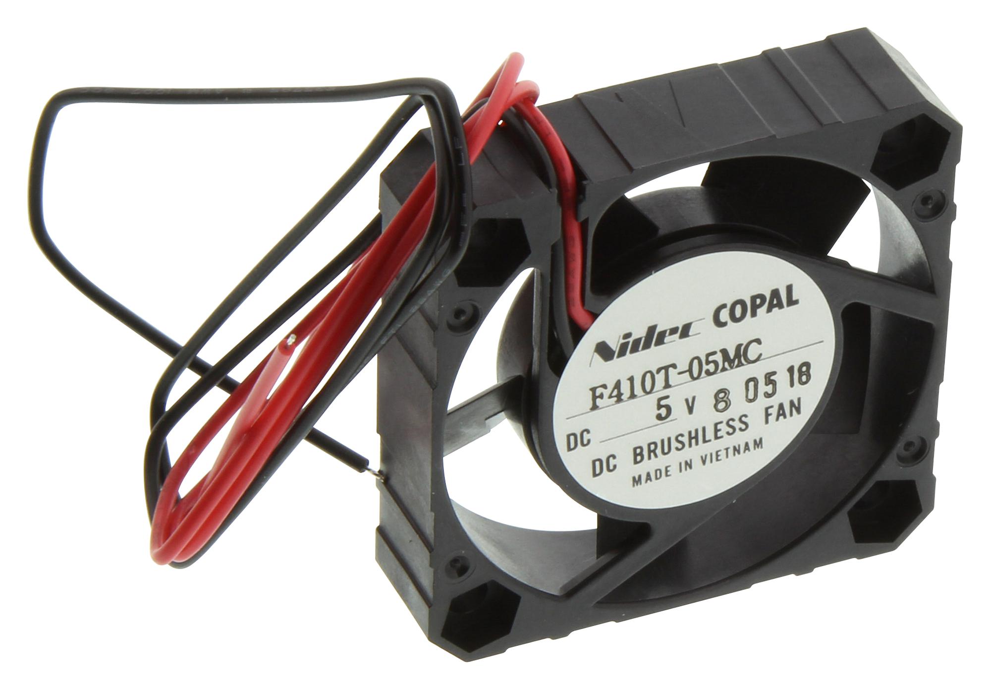 F410T-05MC AXIAL FAN, 40MM, 5VDC, 5.297CFM, 18DBA NIDEC COPAL ELECTRONICS