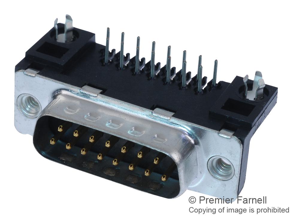 D15P13A4GX00LF D-SUB CONNECTOR, R/A, PLUG, 15POS, TH AMPHENOL ICC