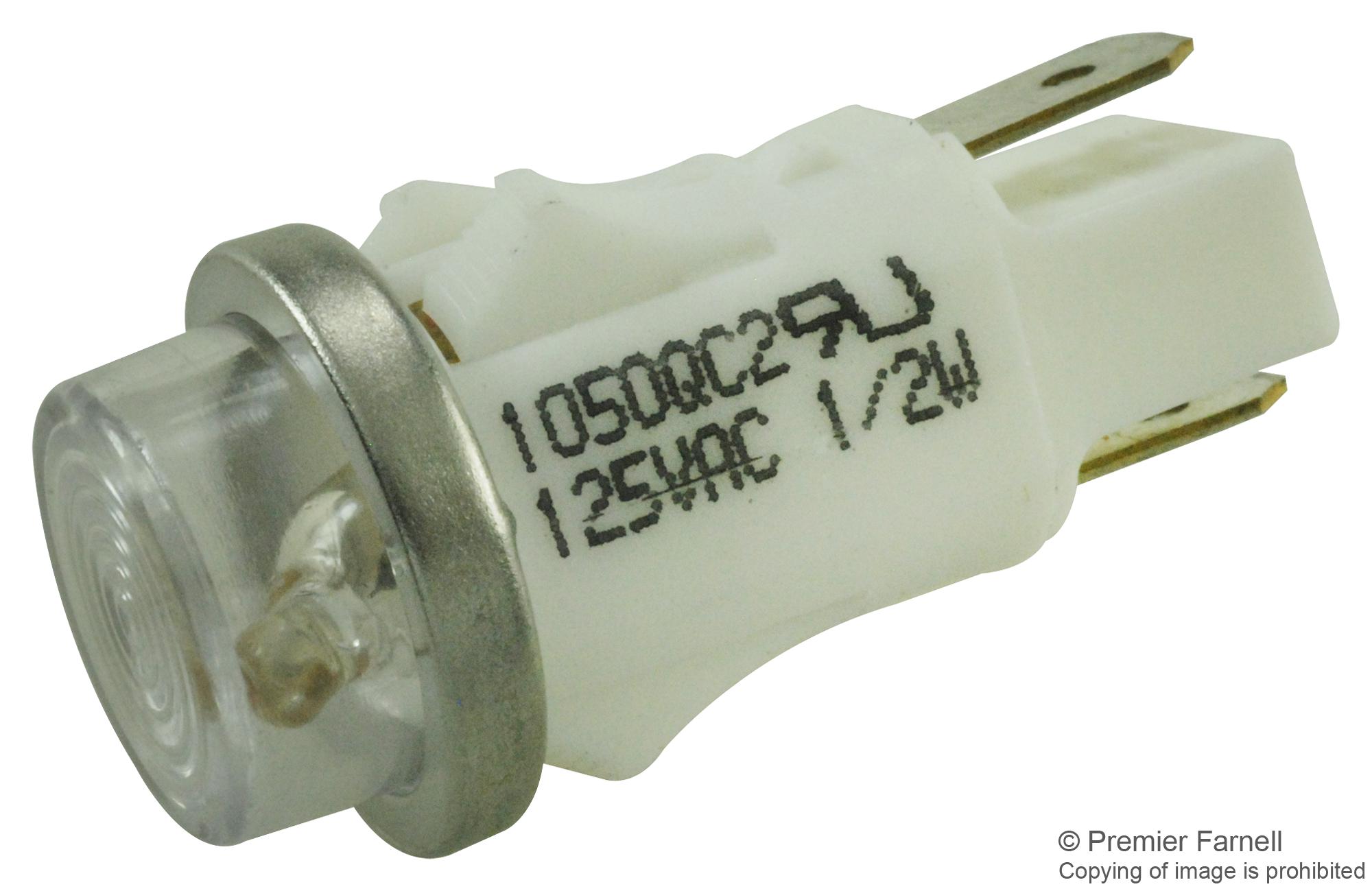 1050QC2 NEON INDICATOR, TRANSPARENT, 12.7MM, QC VCC (VISUAL COMMUNICATIONS COMPANY)