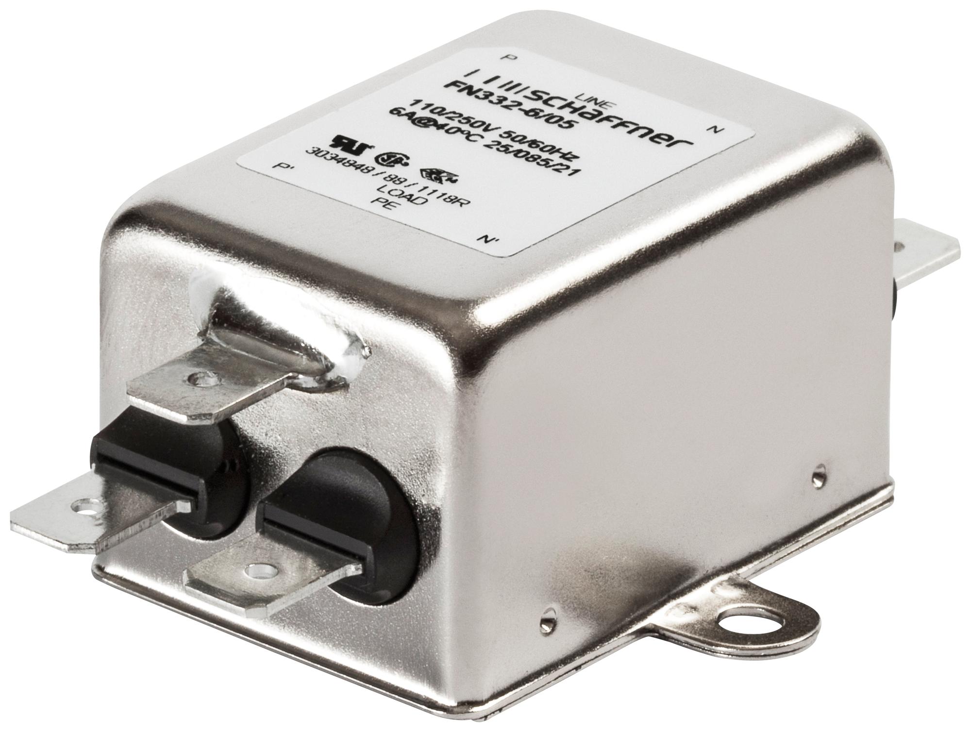 FN332-3-05 POWER LINE FILTER, 1 PHASE, 3A, 250VAC SCHAFFNER