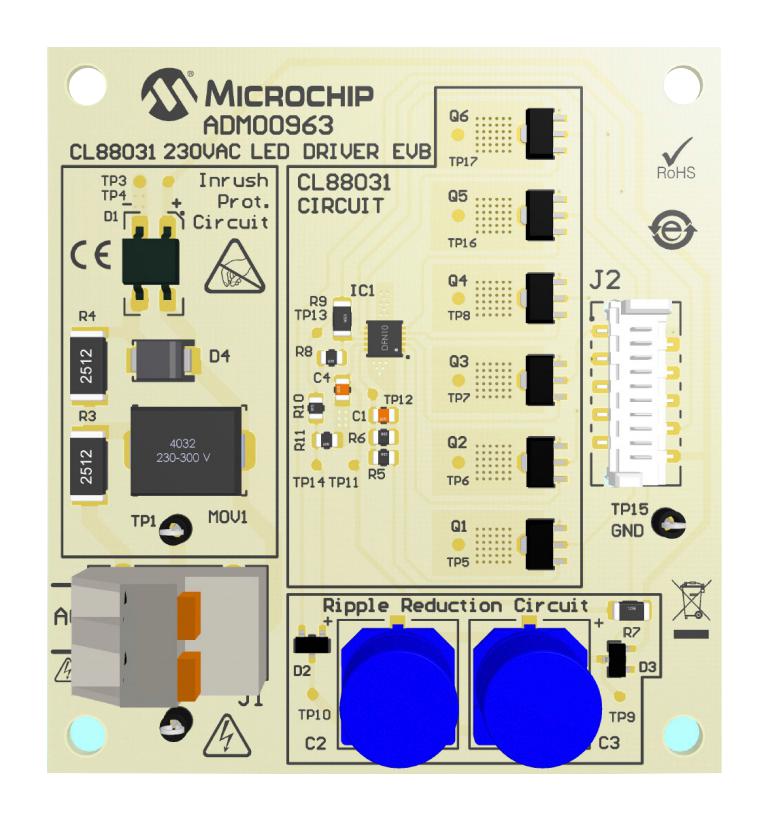 ADM00963 EVAL BOARD, OFFLINE LED DRIVER, 6 O/P MICROCHIP