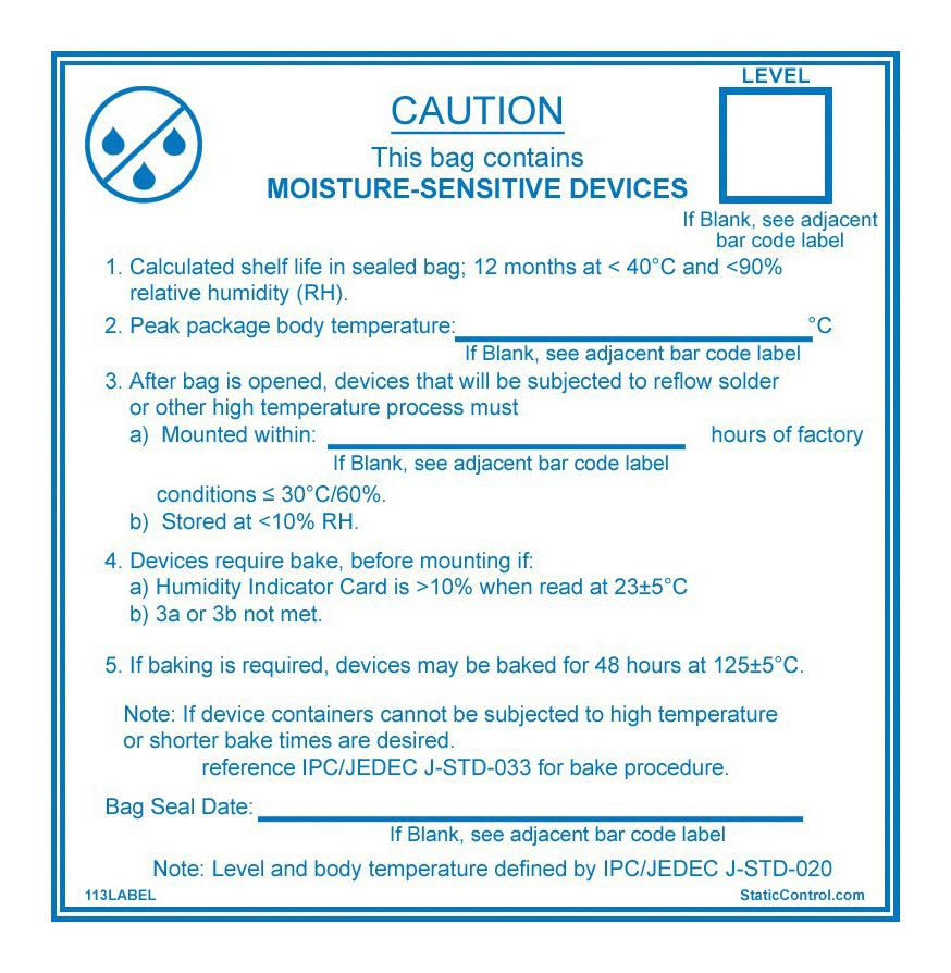 113LABEL LABEL, WARNING, 101.6X101.6MM, BLUE SCS