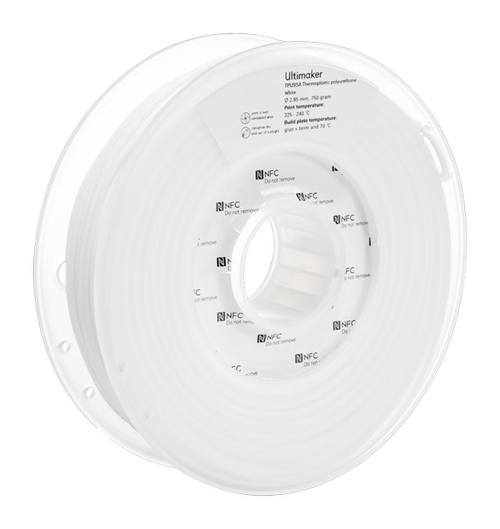 1755 3D PRINTER FILAMENT, TPU, 2.9MM, WHITE ULTIMAKER