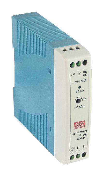 MDR-20-5 POWER SUPPLY, AC-DC, 5V, 3A MEAN WELL