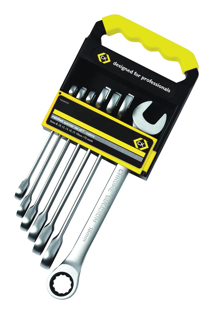 T4344M7ST RATCHET SPANNER SET, 7PC CK TOOLS