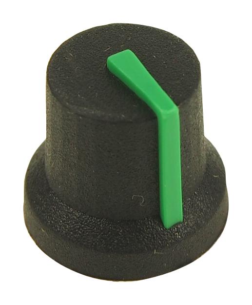 MC170847CR SOFT TOUCH KNOB, RUBBER, BLK/GRN, 16.2MM MULTICOMP PRO