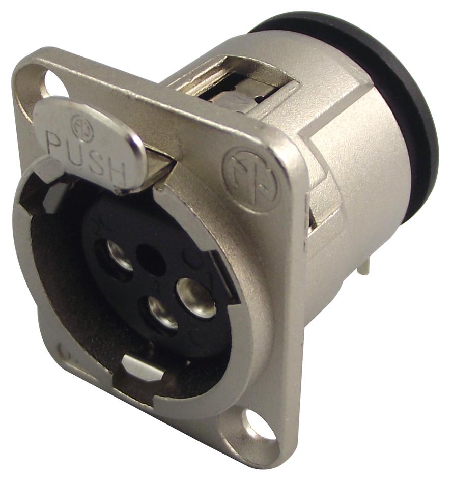 NC3FDH SOCKET, XLR, PANEL, PCB, R/A, 3POLE NEUTRIK
