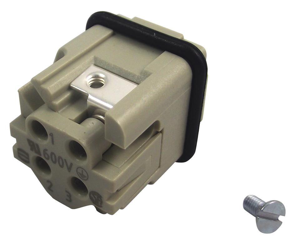 0920 003 2611 INSERT, PLUG, 3+E WAY, SCREW, 18-14 AWG HARTING