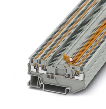 PT 1,5/S-TWIN-MT DINRAIL TERMINAL BLOCK, 3WAY, 14AWG, GRY PHOENIX CONTACT