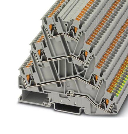 PT 2,5-PE/3L DINRAIL TERMINAL BLOCK, 7WAY, 12AWG, GRY PHOENIX CONTACT