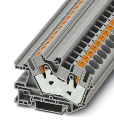 PTI 16/S DINRAIL TERMINAL BLOCK, 2WAY, 4AWG, GRY PHOENIX CONTACT