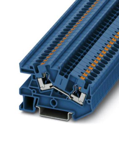 PTI 4 BU DINRAIL TERMINAL BLOCK, 2WAY, 10AWG, BLU PHOENIX CONTACT