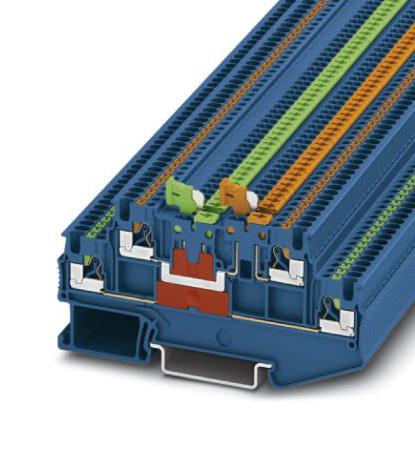 PTT 1,5/S-2MT BU DINRAIL TERMINAL BLOCK, 4WAY, 14AWG, BLU PHOENIX CONTACT
