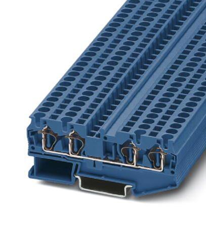 ST 4-QUATTRO BU DINRAIL TERMINAL BLOCK, 4WAY, 10AWG, BLU PHOENIX CONTACT