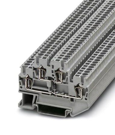 STTB 2,5-DIO/O-U DINRAIL TERMINAL BLOCK, 4WAY, 12AWG, GRY PHOENIX CONTACT