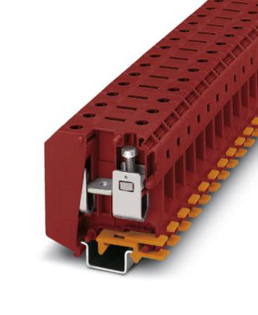 UKH 50 RD DINRAIL TERMINAL BLOCK, 2WAY, 0AWG, RED PHOENIX CONTACT