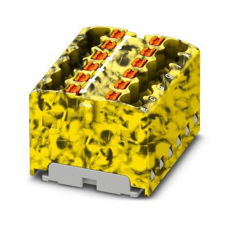 PTFIX 12X1,5-FE TB, DISTRIBUTION BK, 12P, 14AWG, BLK/YEL PHOENIX CONTACT