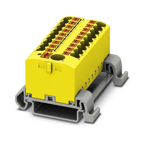 PTFIX 6/18X2,5-NS35A YE TB, POWER DISTRIBUTION, 19P, 12AWG, YEL PHOENIX CONTACT