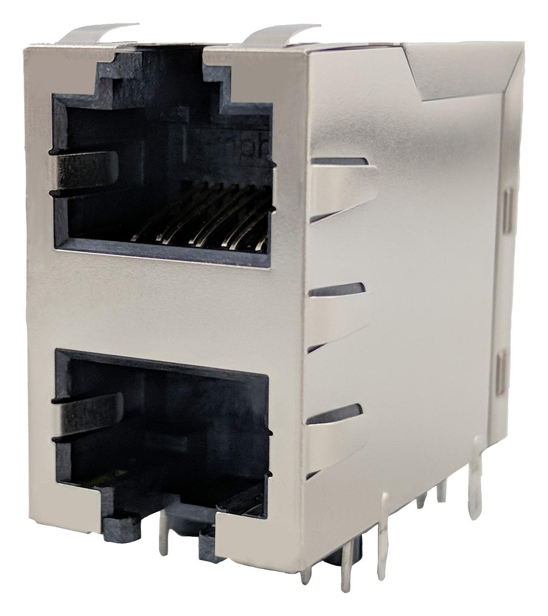 RJE1R288225403 RJ45 CONNECTOR, JACK, 8P8C, 2PORT, TH AMPHENOL ICC