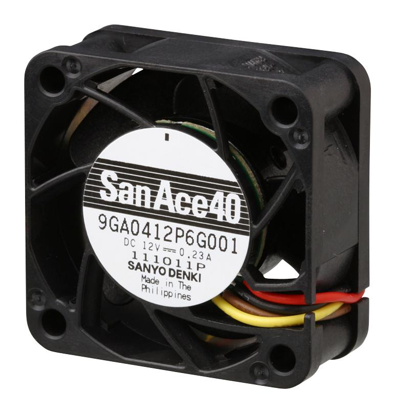 9GA0412P6H001 DC AXIAL FAN, 11.7CU.FT/MIN, BALL, 40MM SANYO DENKI