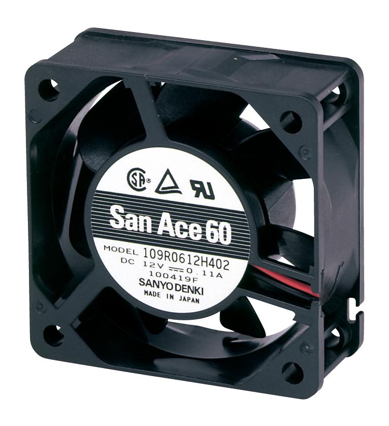 109R0612S401 DC AXIAL FAN, 23CU.FT/MIN, BALL, 60MM SANYO DENKI