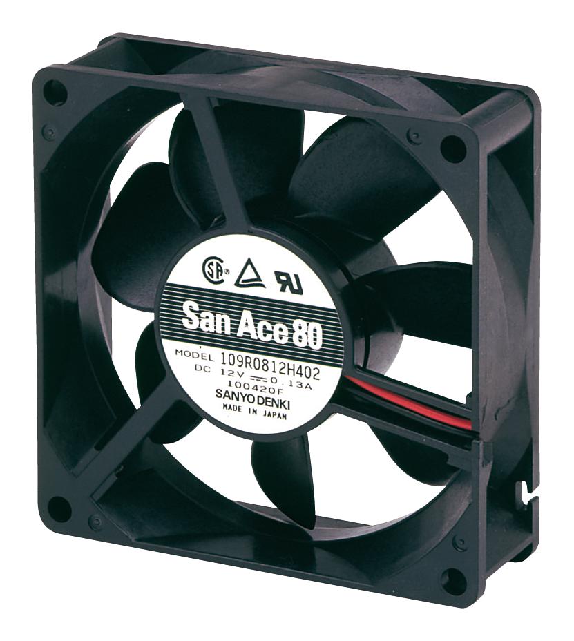 109R0824S401 AXIAL FAN, 80MM, 1.2M3/MIN, 34DBA, 24V SANYO DENKI
