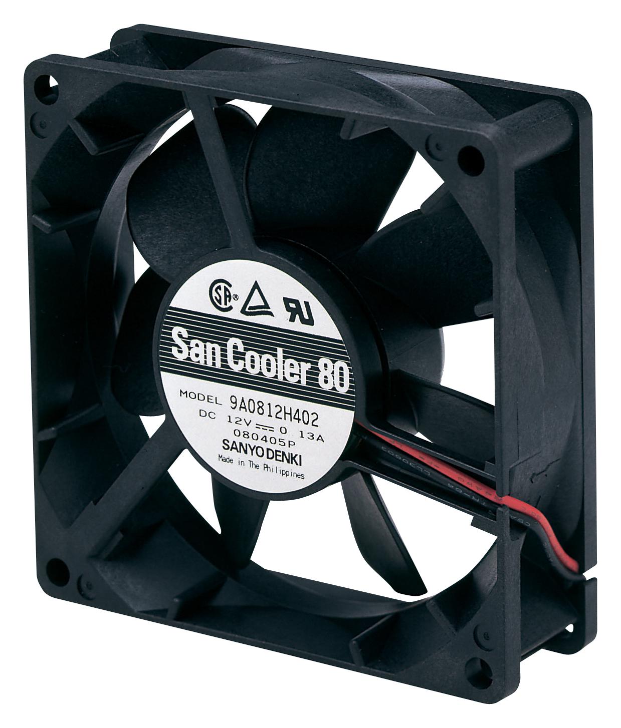 9A0824H4011 AXIAL FAN, 80MM, 1.03M3/MIN, 29DBA, 24V SANYO DENKI
